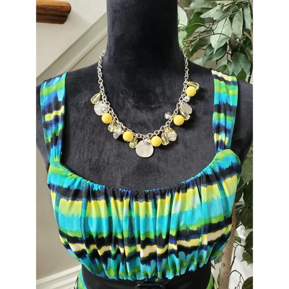 Iz Byer Women Multicolor Tie Dye Square Neck Sleeveless Belted Top Blouse Size M - Picture 2 of 10